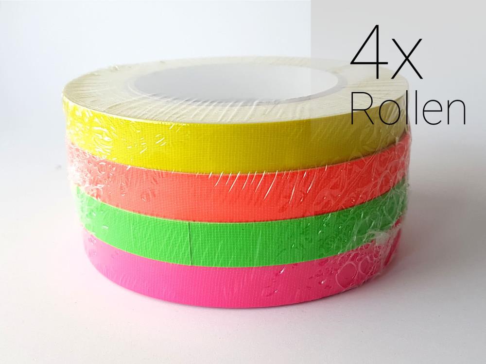 Neon Tape Art Set mit 4 Rollen 15mm x 25m